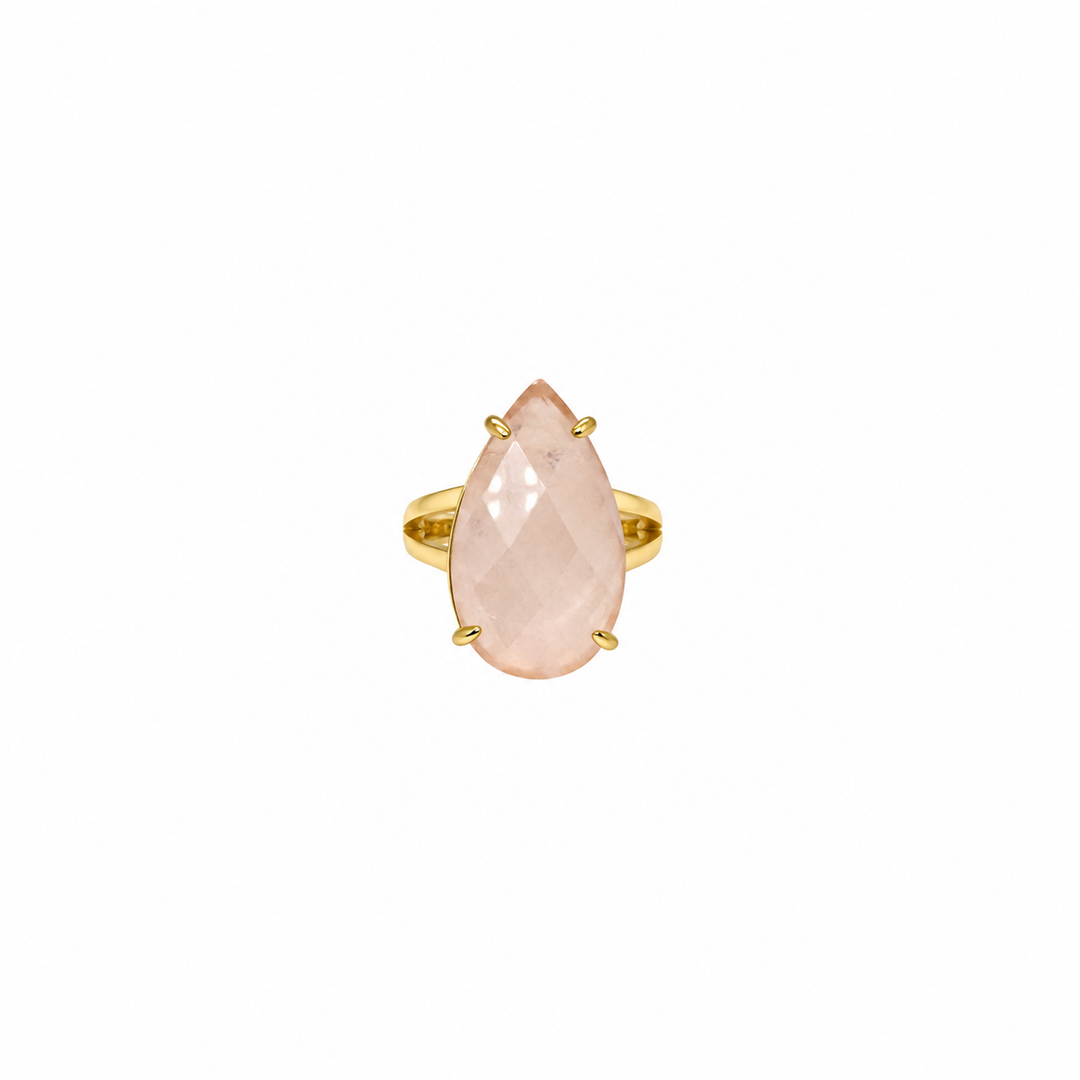 14.42 Ctw Rose Quartz Ring in Brass