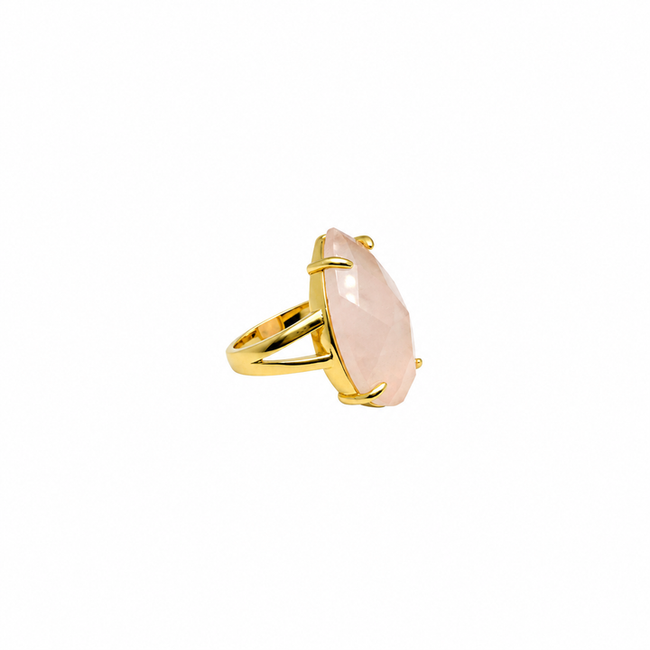 14.42 Ctw Rose Quartz Ring in Brass