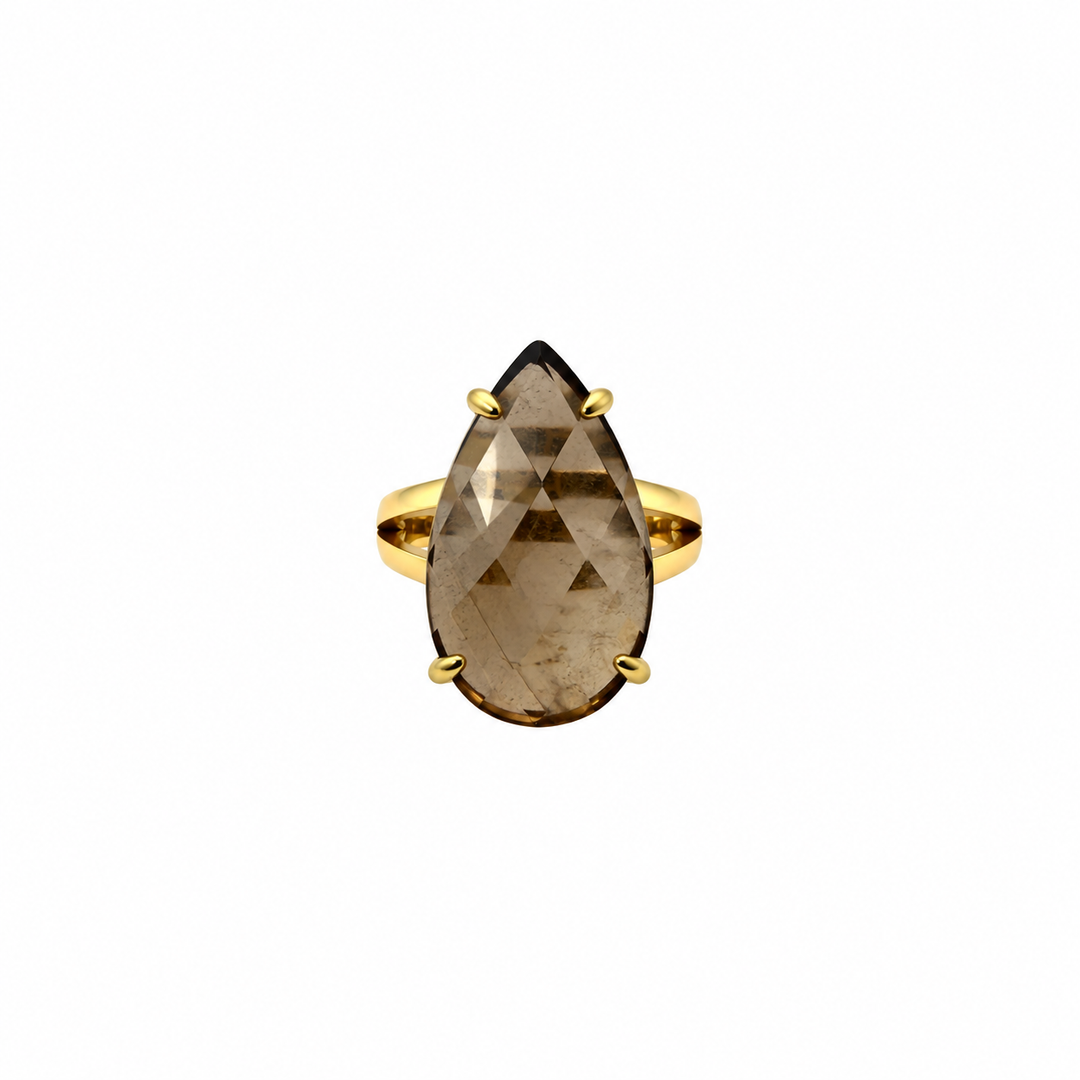 14.45 Ctw Smoky Quartz Ring in Brass