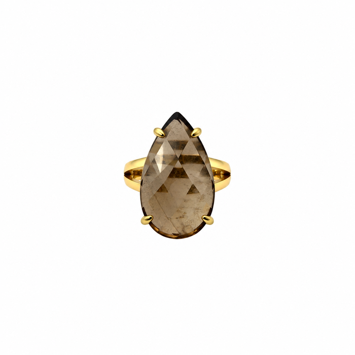 14.45 Ctw Smoky Quartz Ring in Brass