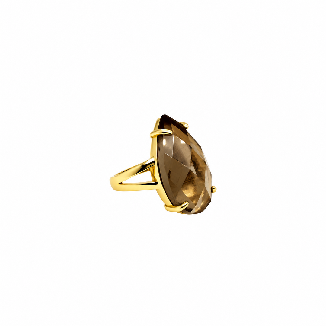 14.45 Ctw Smoky Quartz Ring in Brass