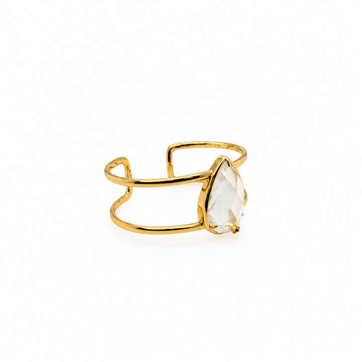 29.95 Ctw White Quartz Bangle in Brass