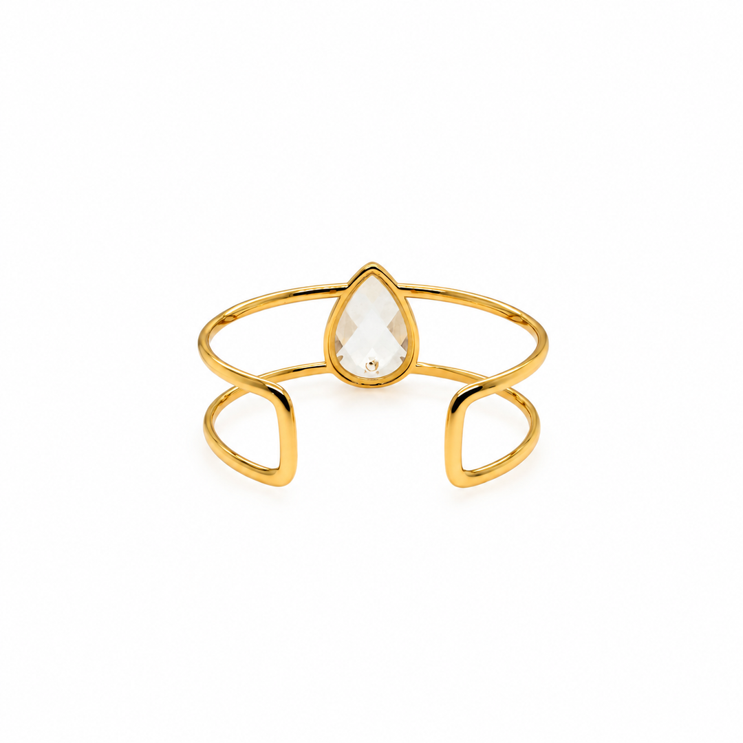 29.95 Ctw White Quartz Bangle in Brass