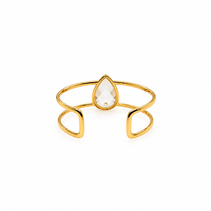 29.95 Ctw White Quartz Bangle in Brass