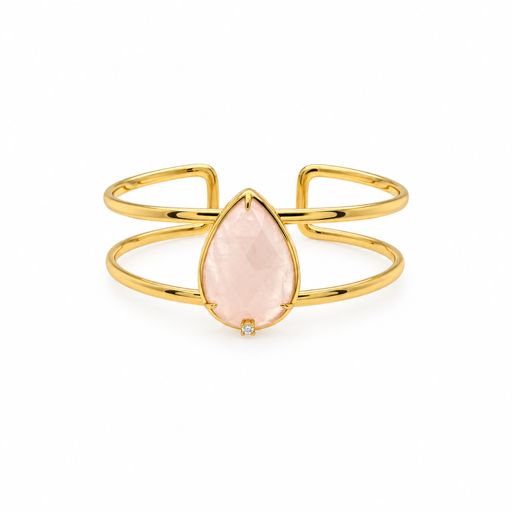 28.96 Ctw Rose Quartz Bangle in Brass