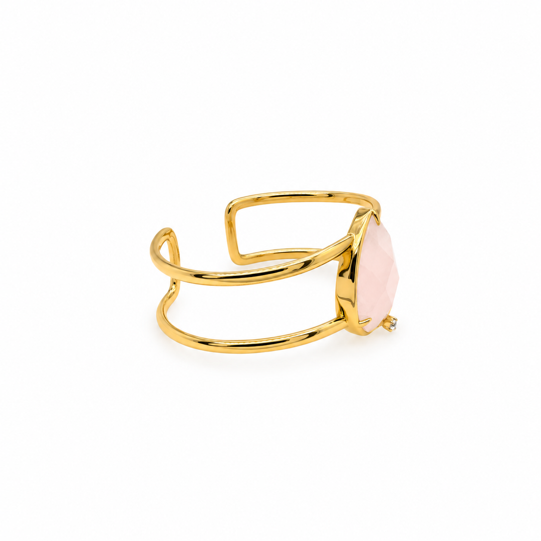 28.96 Ctw Rose Quartz Bangle in Brass