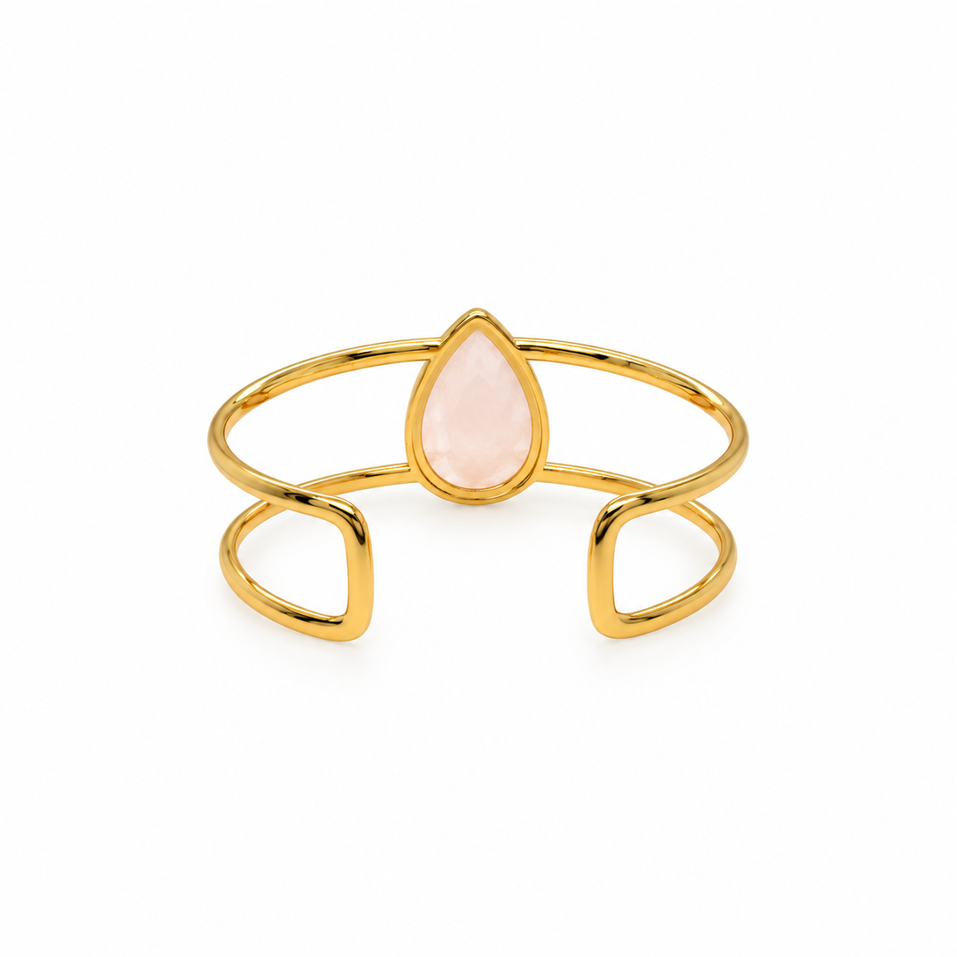 28.96 Ctw Rose Quartz Bangle in Brass