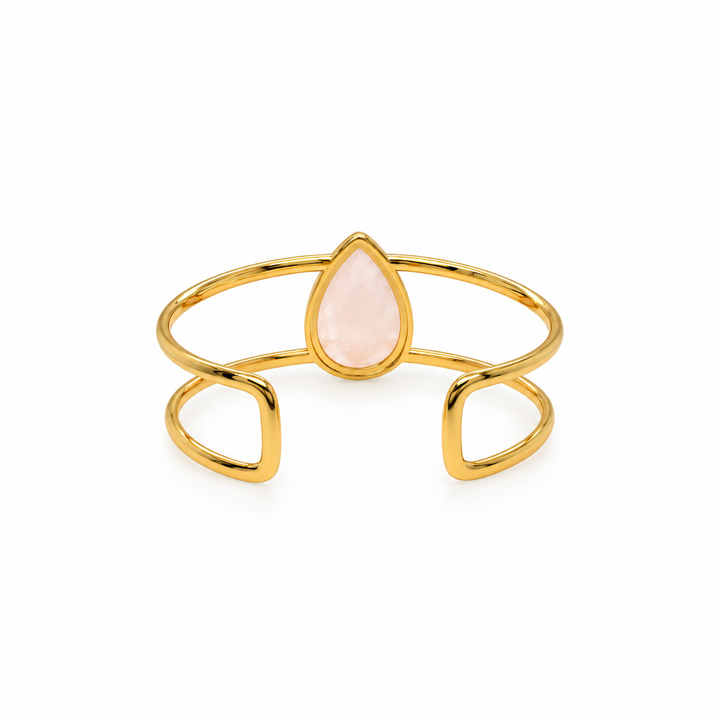 28.96 Ctw Rose Quartz Bangle in Brass
