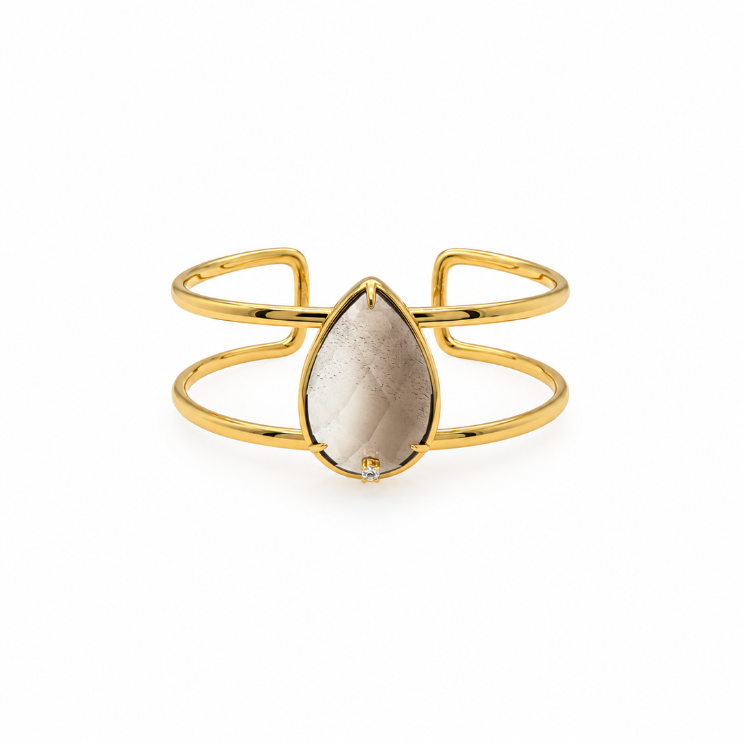 29.52 Ctw Smoky Quartz Bangle in Brass