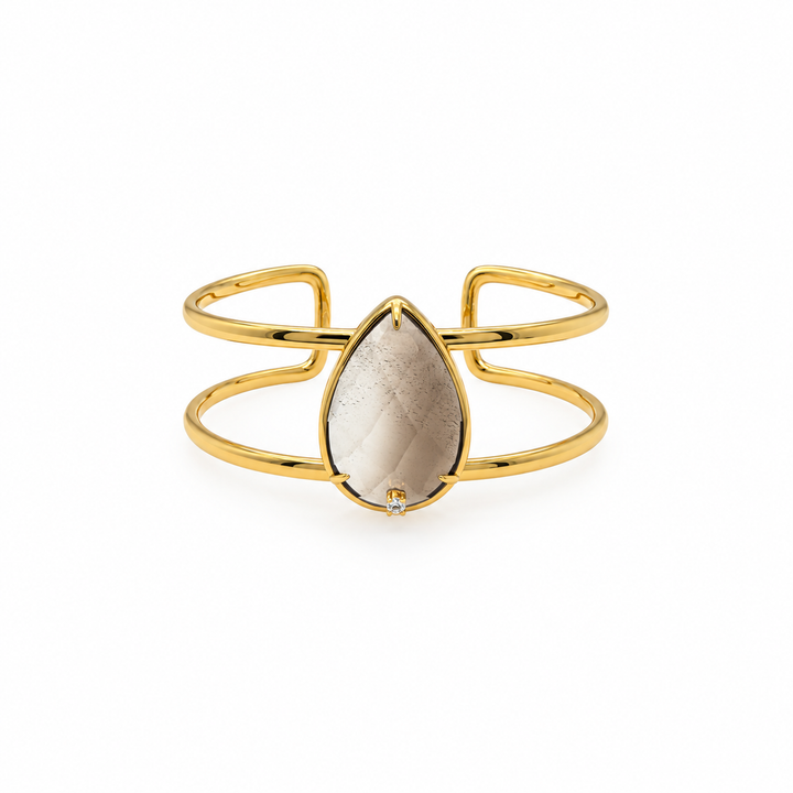 29.52 Ctw Smoky Quartz Bangle in Brass