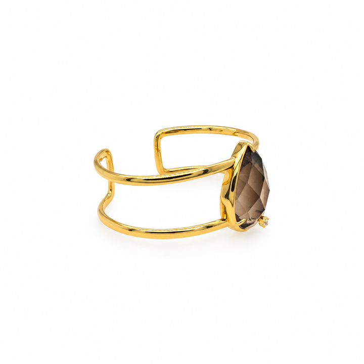 29.52 Ctw Smoky Quartz Bangle in Brass