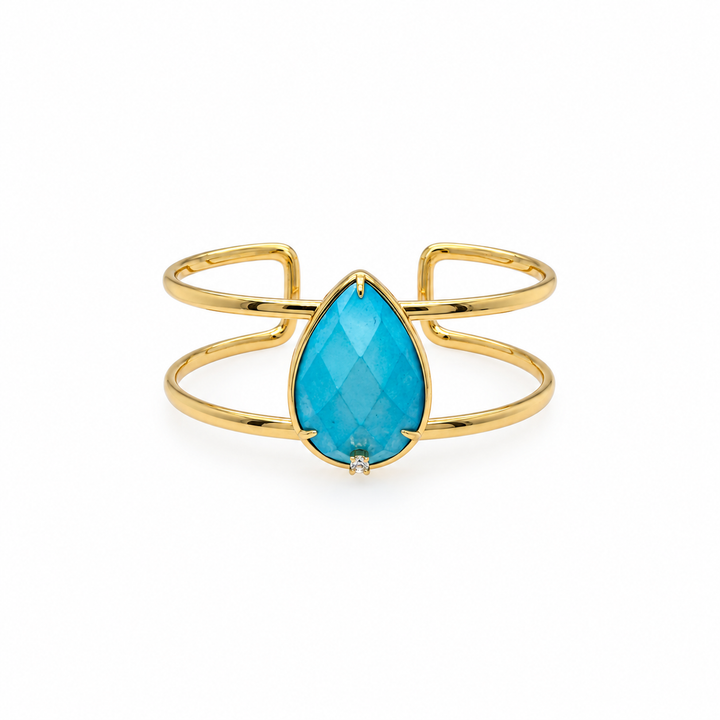 28.20 Ctw Turquoise Bangle in Brass