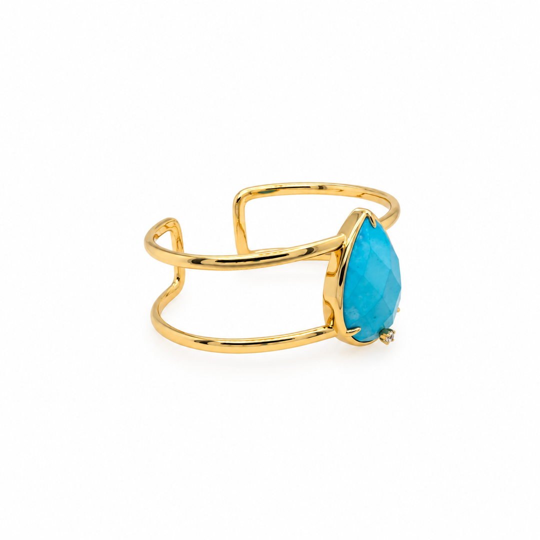 28.20 Ctw Turquoise Bangle in Brass