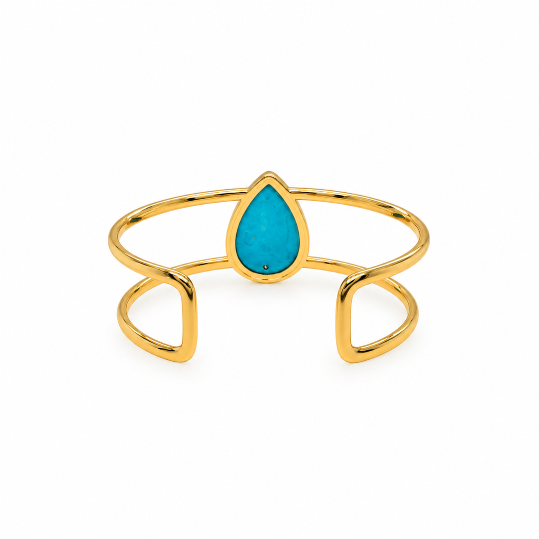 28.20 Ctw Turquoise Bangle in Brass