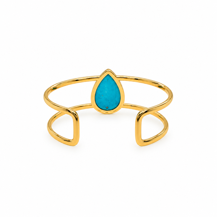 28.20 Ctw Turquoise Bangle in Brass