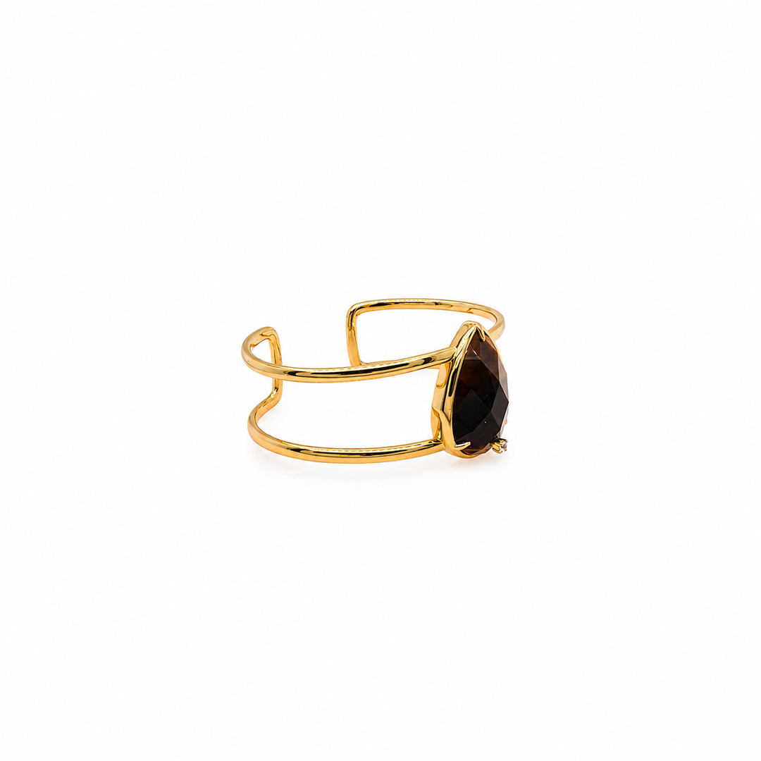 28.60 Ctw Tiger Eye Bangle in Brass