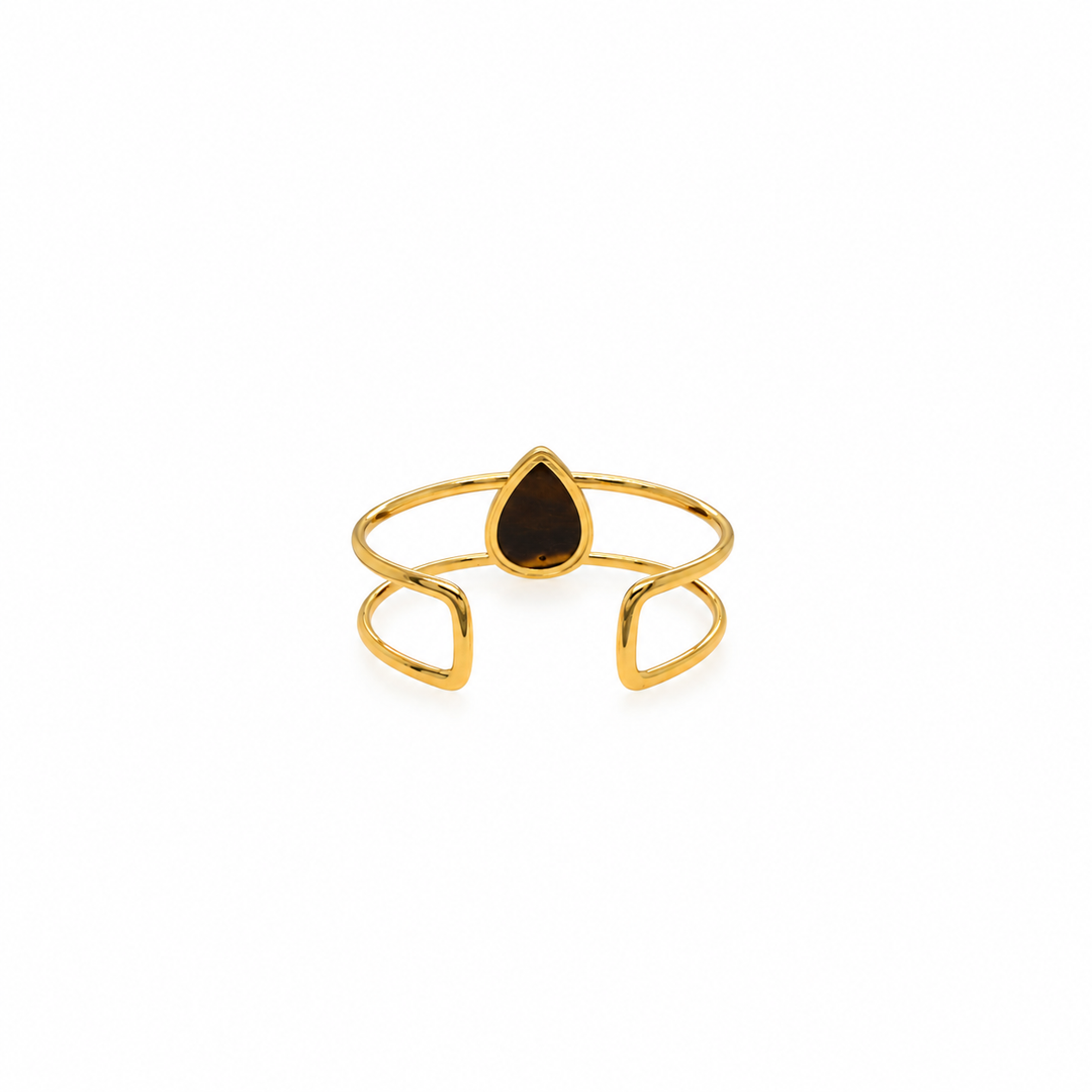 28.60 Ctw Tiger Eye Bangle in Brass