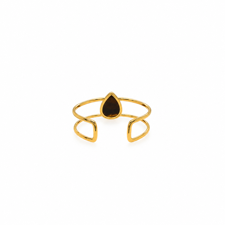 28.60 Ctw Tiger Eye Bangle in Brass