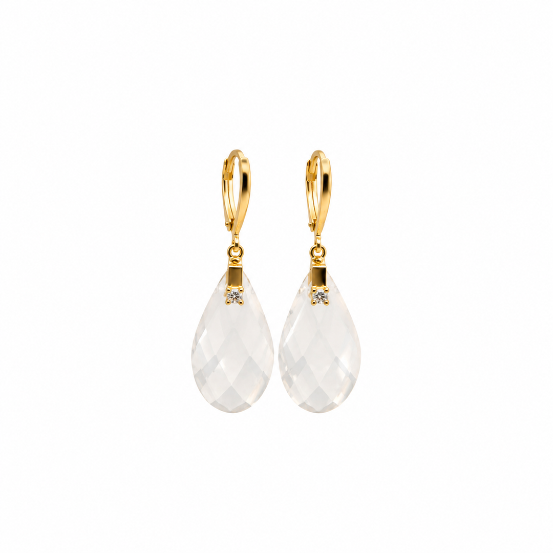 29.00 Ctw White Quartz Earring in Brass