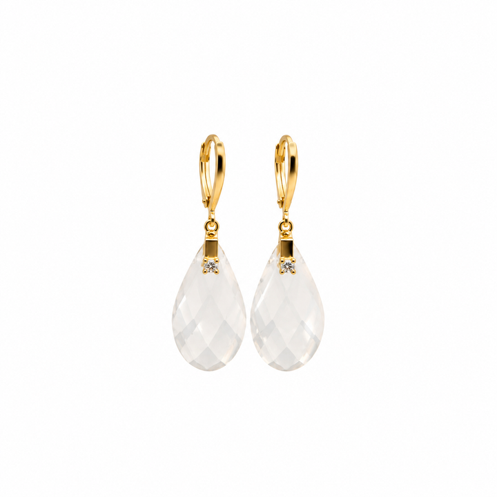 29.00 Ctw White Quartz Earring in Brass