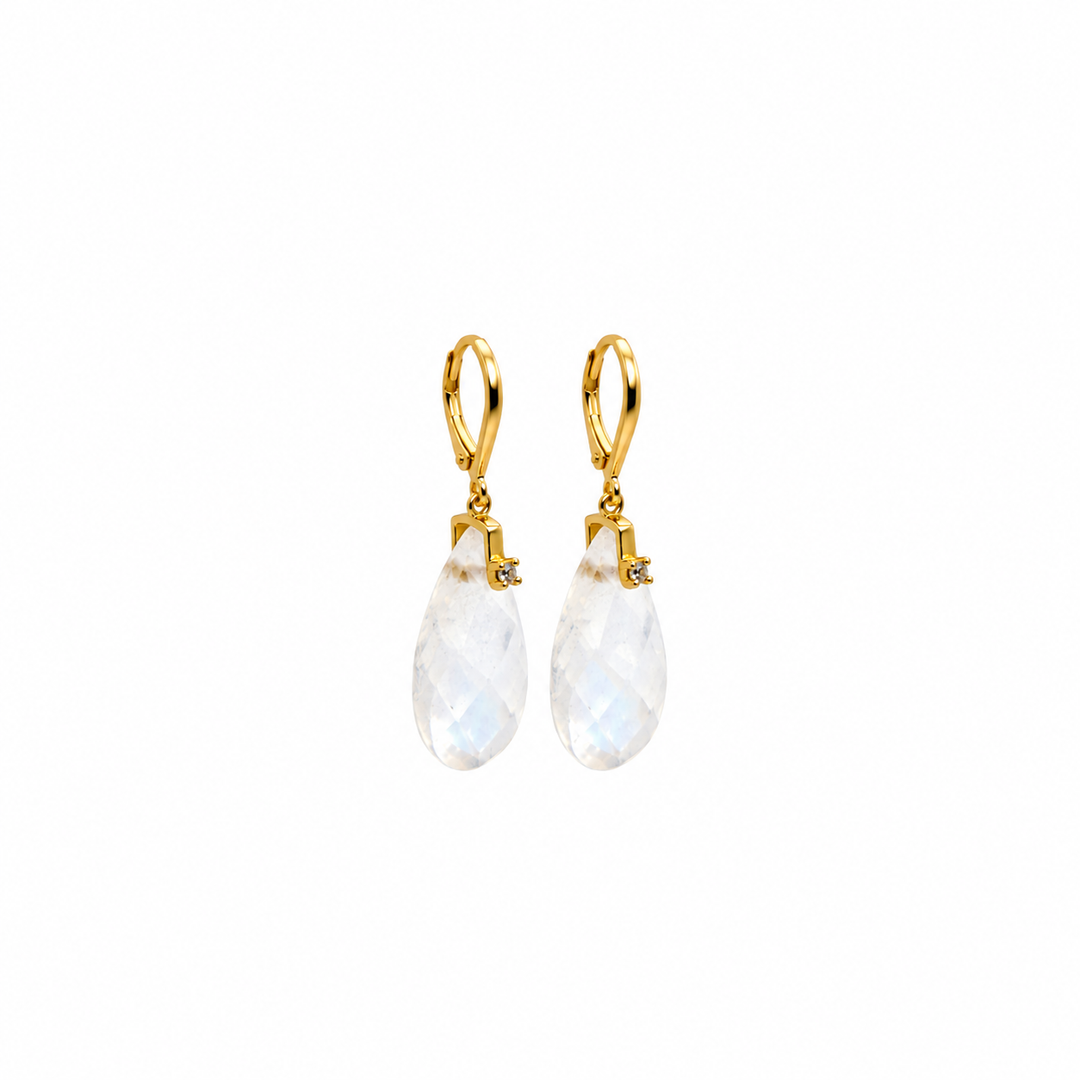 29.00 Ctw White Quartz Earring in Brass