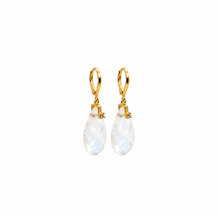 29.00 Ctw White Quartz Earring in Brass