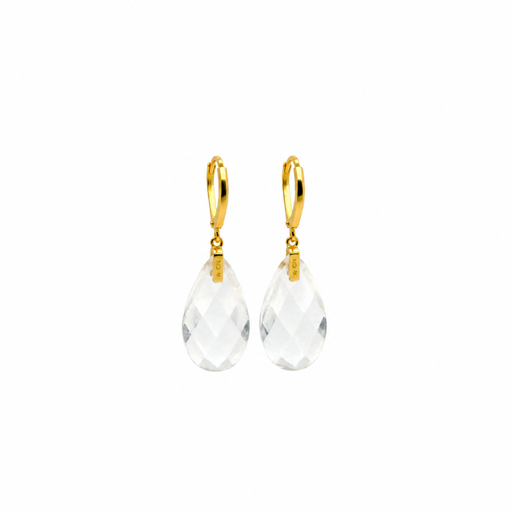 29.00 Ctw White Quartz Earring in Brass