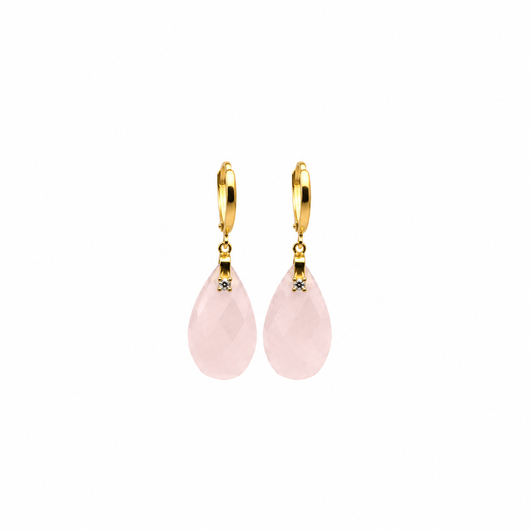 28.50 Ctw Rose Quartz Earring in Brass