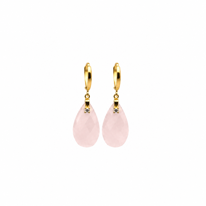 28.50 Ctw Rose Quartz Earring in Brass