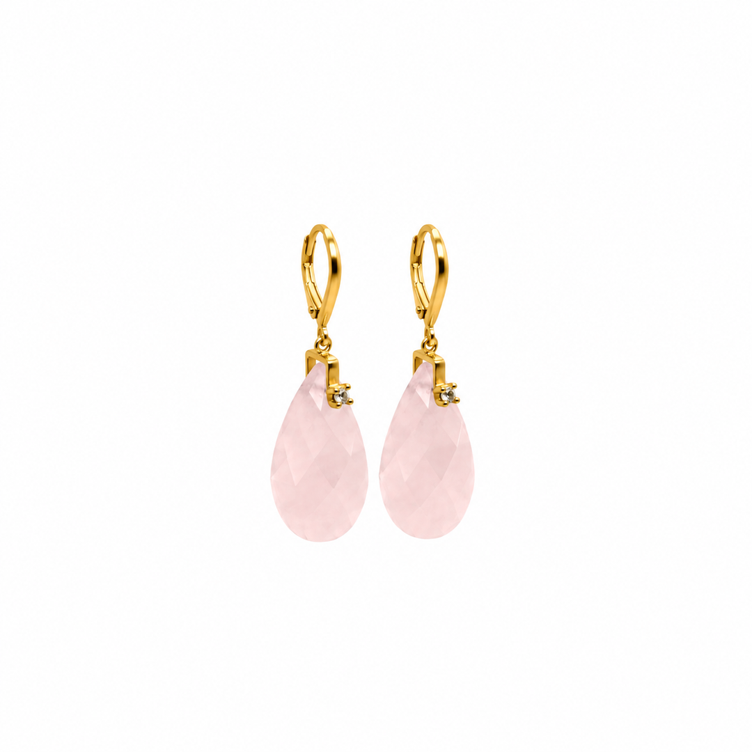 28.50 Ctw Rose Quartz Earring in Brass