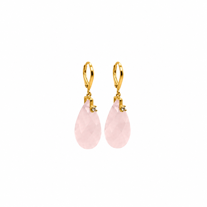 28.50 Ctw Rose Quartz Earring in Brass