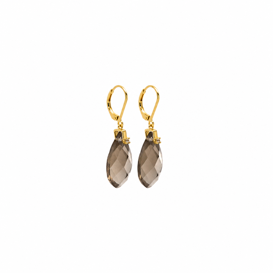 28.20 Ctw Smoky Quartz Earring in Brass
