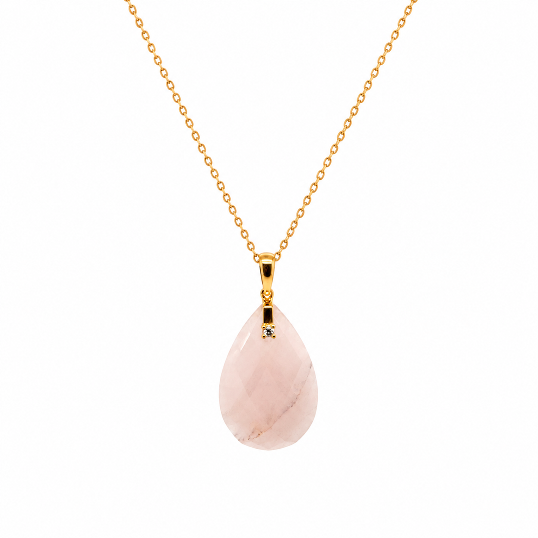 29.51 Ctw Rose Quartz Pendant in Brass