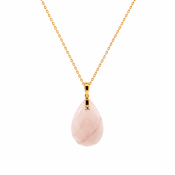29.51 Ctw Rose Quartz Pendant in Brass