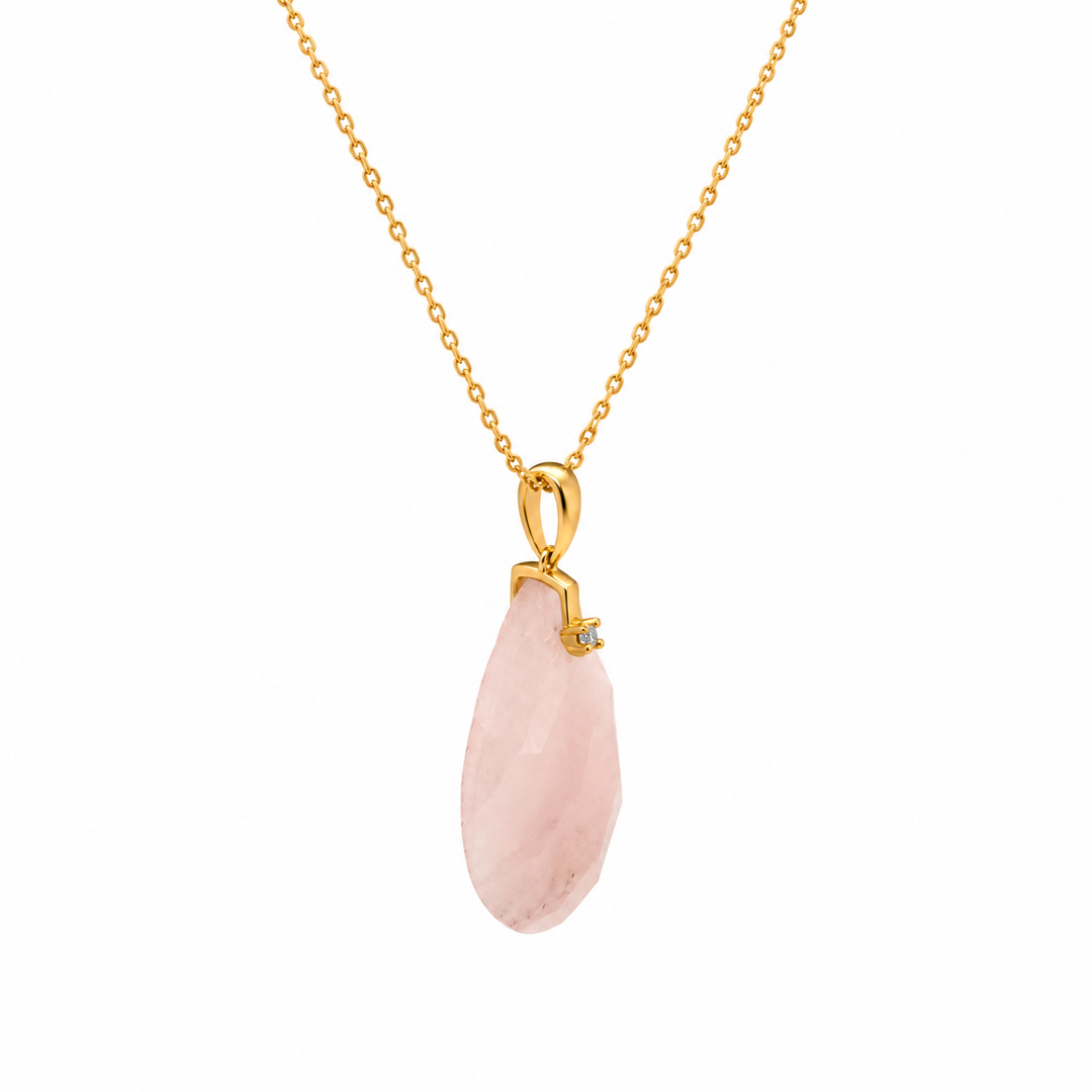 29.51 Ctw Rose Quartz Pendant in Brass