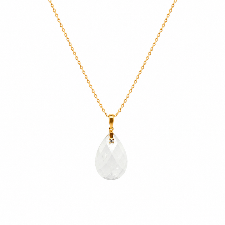 29.86 Ctw White Quartz Pendant in Brass