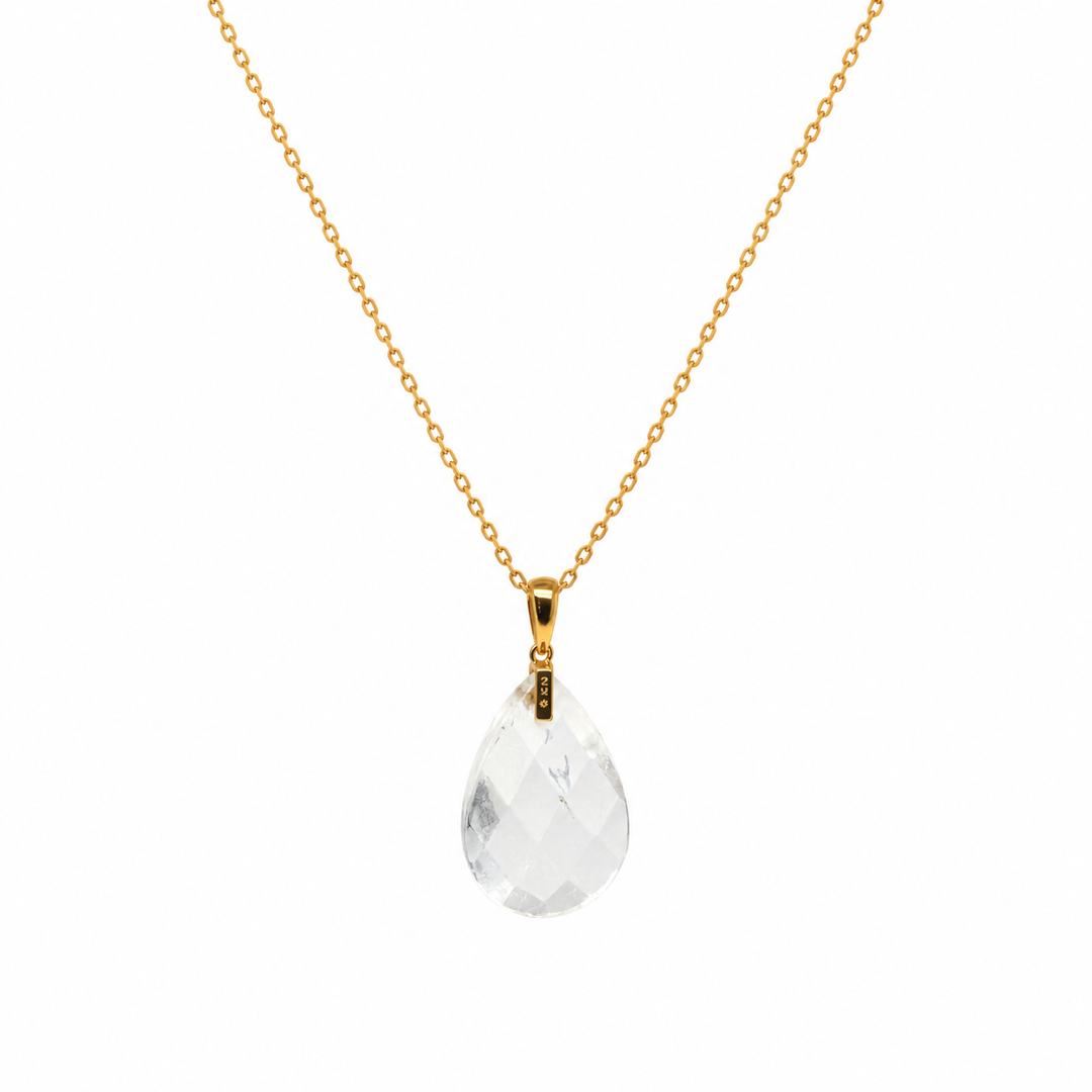 29.86 Ctw White Quartz Pendant in Brass