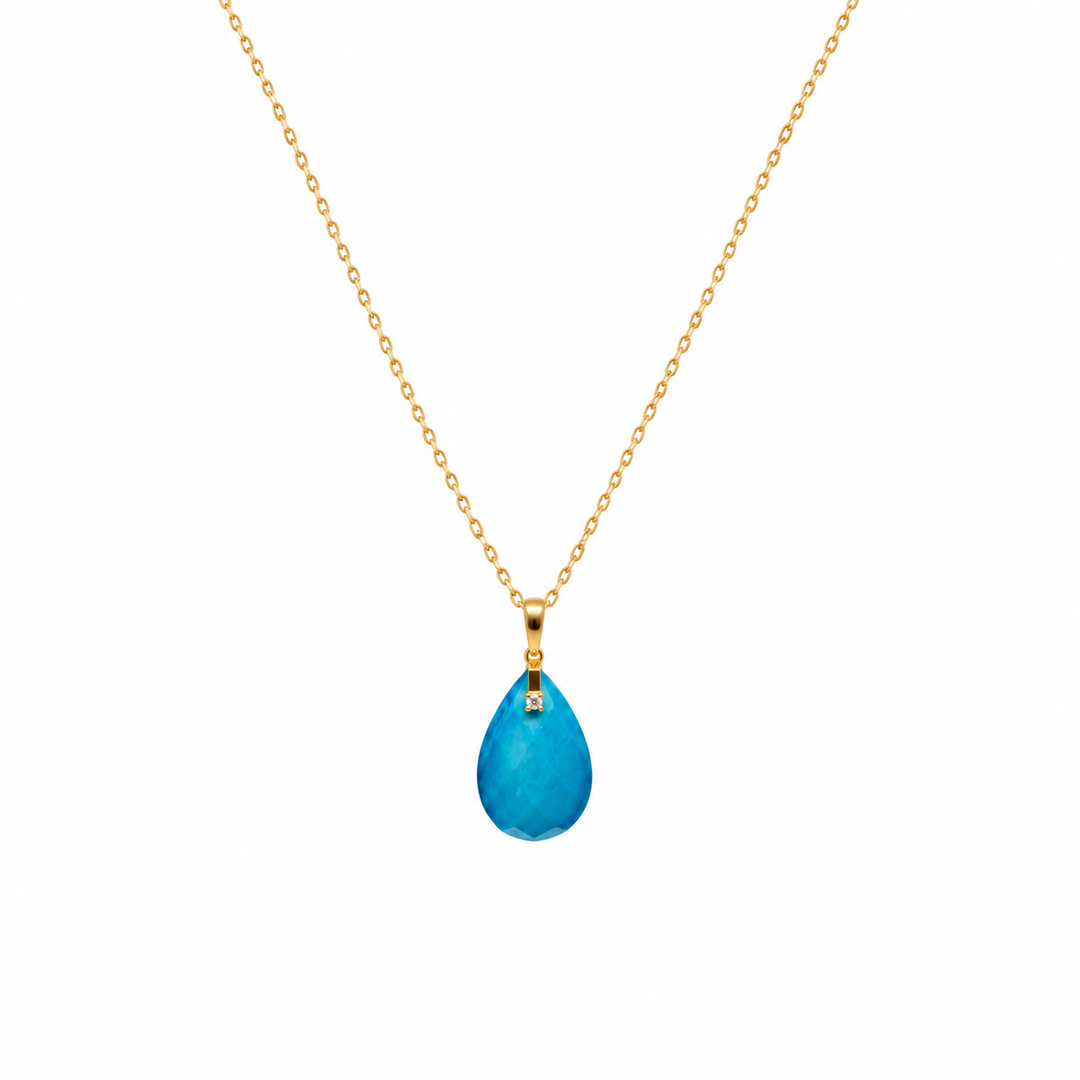 28.60 Ctw Turquoise Pendant in Brass