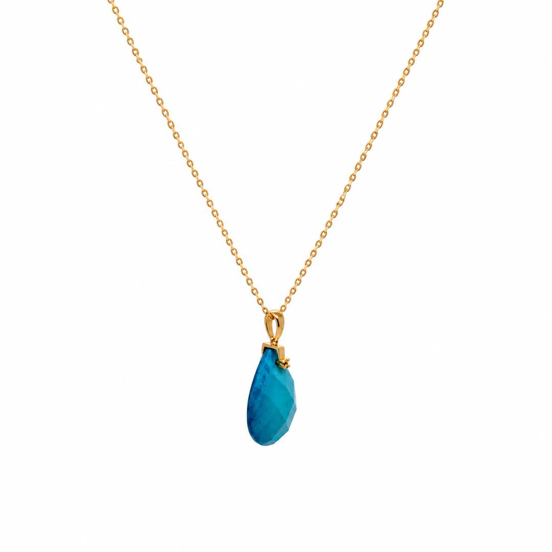 28.60 Ctw Turquoise Pendant in Brass