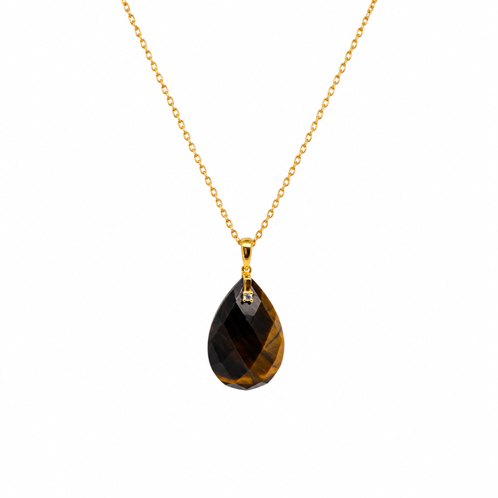 28.88 Ctw Tiger Eye Pendant in Brass