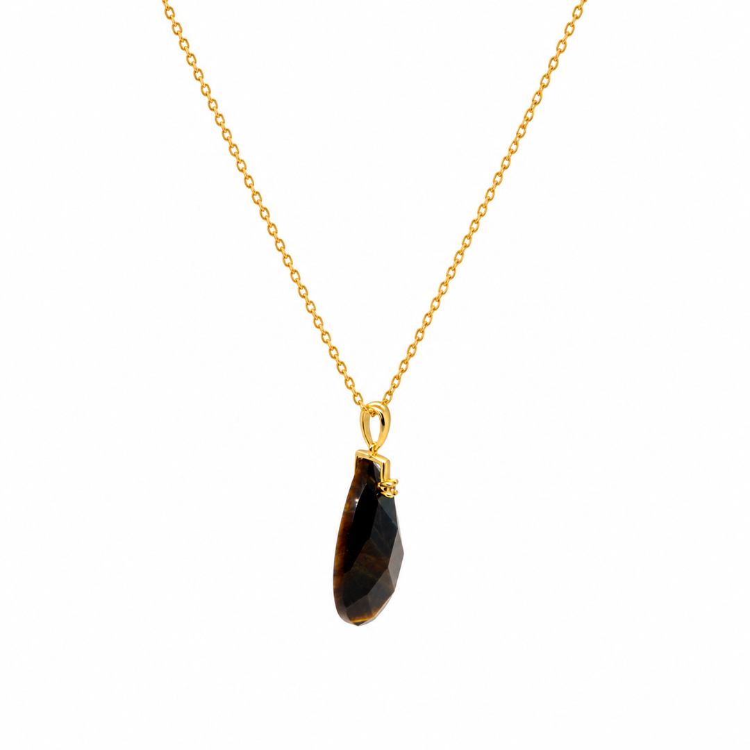 28.88 Ctw Tiger Eye Pendant in Brass