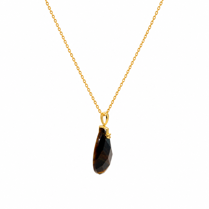 28.88 Ctw Tiger Eye Pendant in Brass