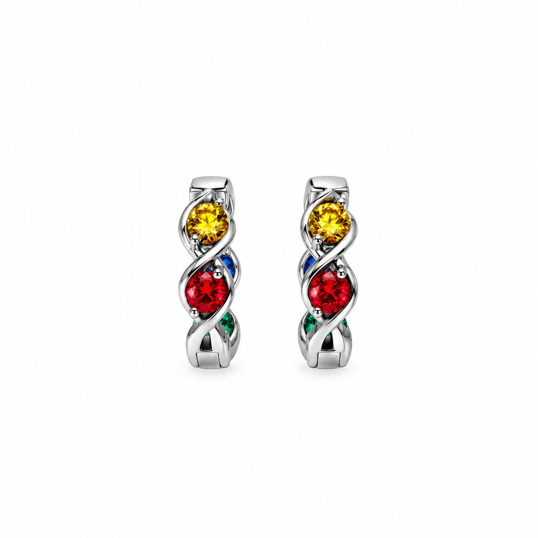 0.88 DEW Multi Color Moissanite Hoop Earring in 925 Platinum Plated