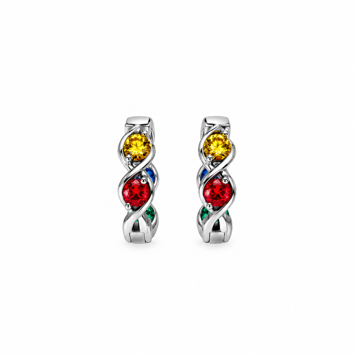 0.88 DEW Multi Color Moissanite Hoop Earring in 925 Platinum Plated
