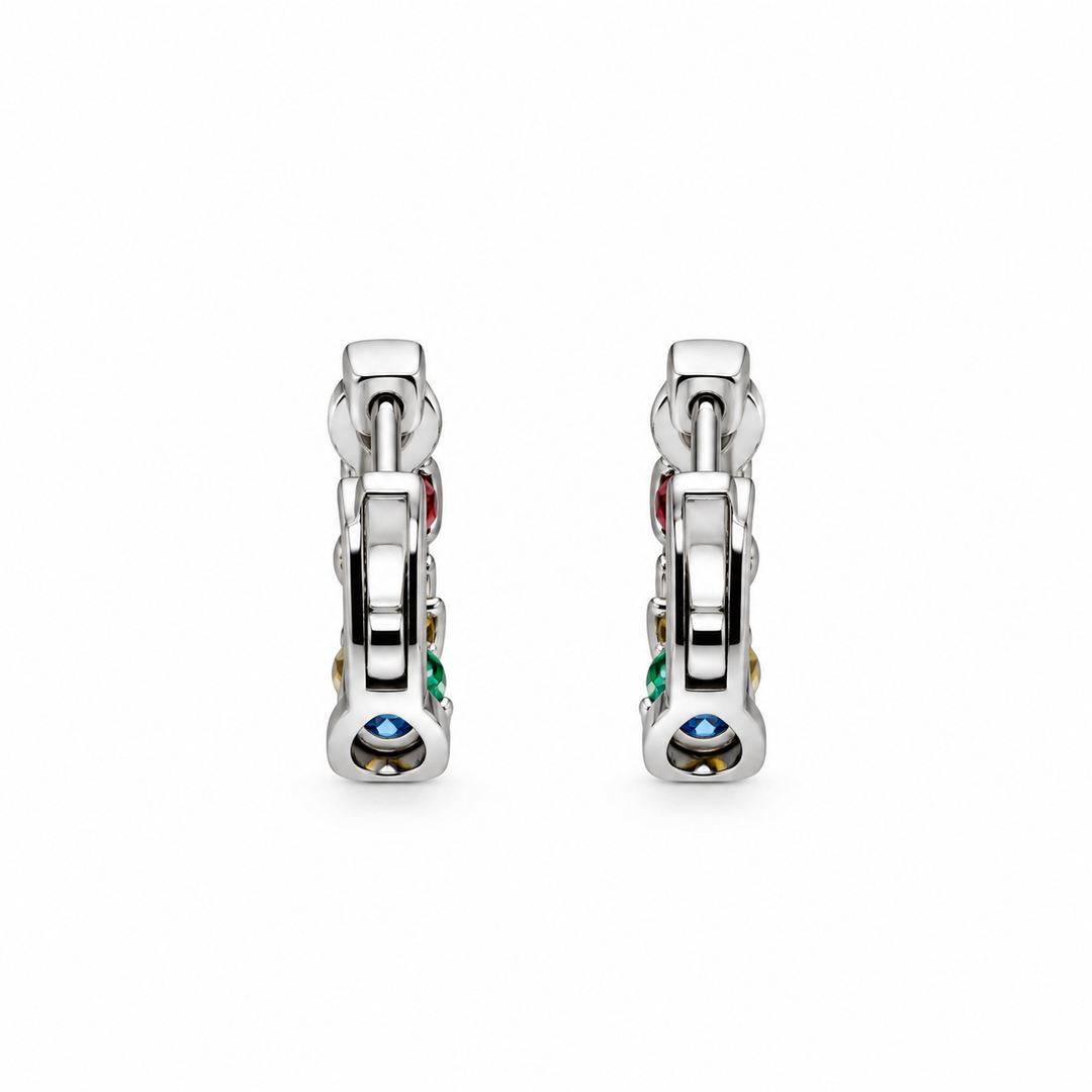 0.88 DEW Multi Color Moissanite Hoop Earring in 925 Platinum Plated