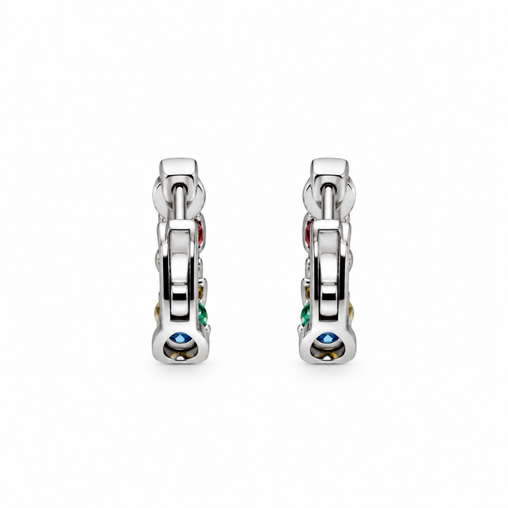 0.88 DEW Multi Color Moissanite Hoop Earring in 925 Platinum Plated