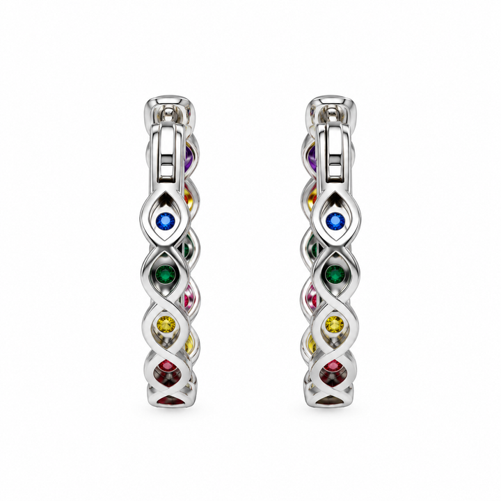 2.89 DEW Multi Color Moissanite Hoop Earring in 925 Platinum Plated