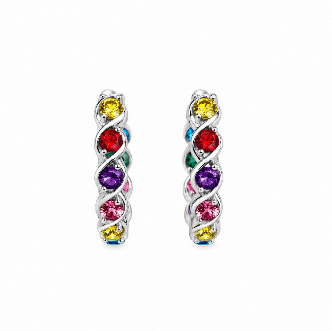 2.23 DEW Multi Color Moissanite Hoop Earring in 925 Platinum Plated