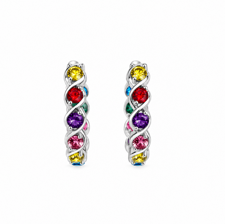 2.23 DEW Multi Color Moissanite Hoop Earring in 925 Platinum Plated
