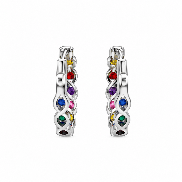 2.23 DEW Multi Color Moissanite Hoop Earring in 925 Platinum Plated